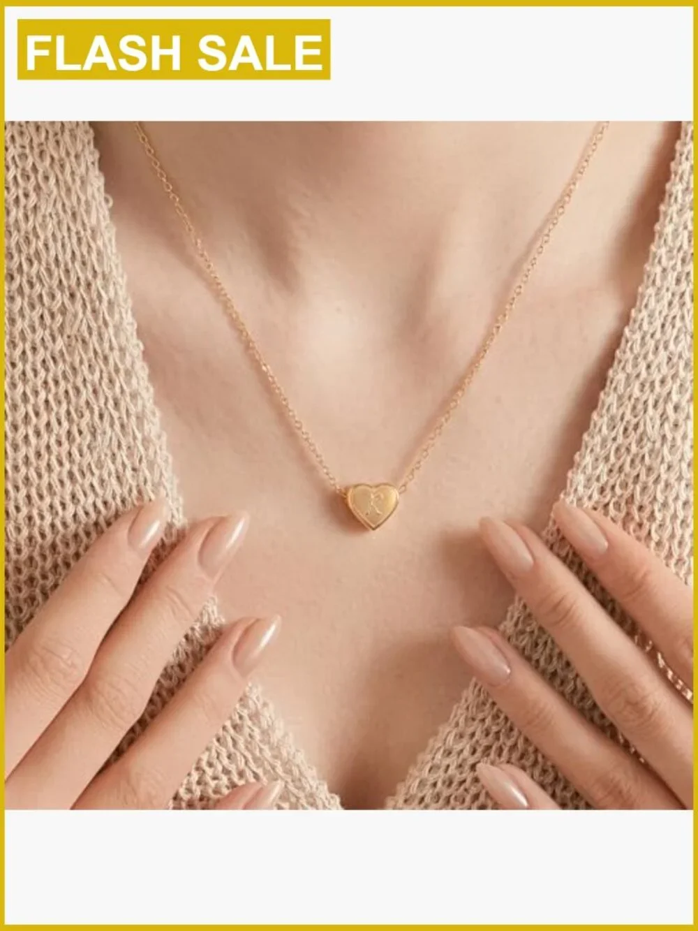 18k Gold Plated Stainless Steel Initial Heart Pendant Necklace
